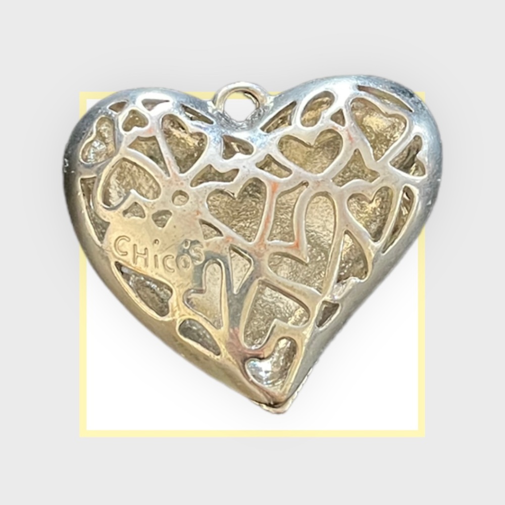 Chico's Silver Heart Necklace Charm‎